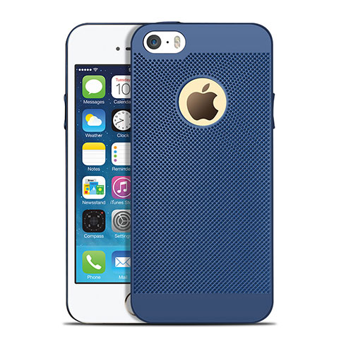 Handyhülle Hülle Kunststoff Schutzhülle Punkte Loch für Apple iPhone 5S Blau