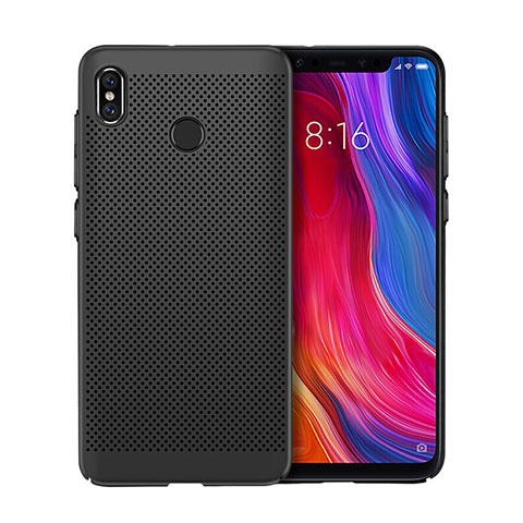 Handyhülle Hülle Kunststoff Schutzhülle Punkte Loch Tasche für Xiaomi Mi 8 Schwarz