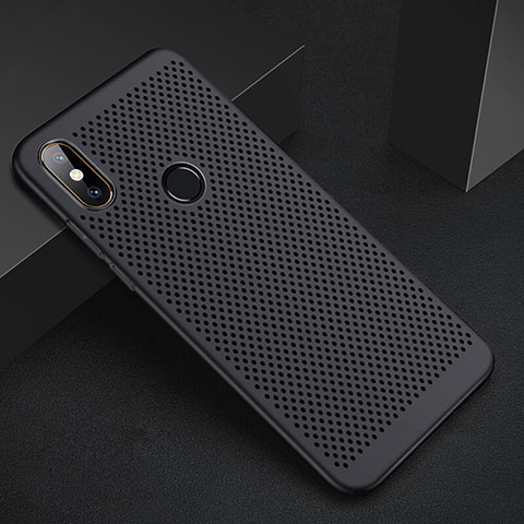Handyhülle Hülle Kunststoff Schutzhülle Punkte Loch Tasche für Xiaomi Redmi 6 Pro Schwarz