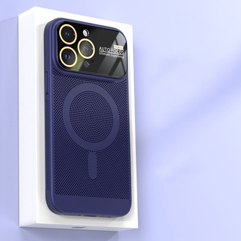 Handyhülle Hülle Kunststoff Schutzhülle Punkte Loch Tasche mit Mag-Safe Magnetic Magnetisch JS1 für Apple iPhone 14 Pro Max Blau