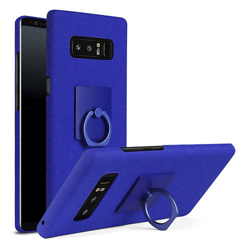 Handyhülle Hülle Kunststoff Schutzhülle Tasche Matt mit Fingerring Ständer A01 für Samsung Galaxy Note 8 Blau