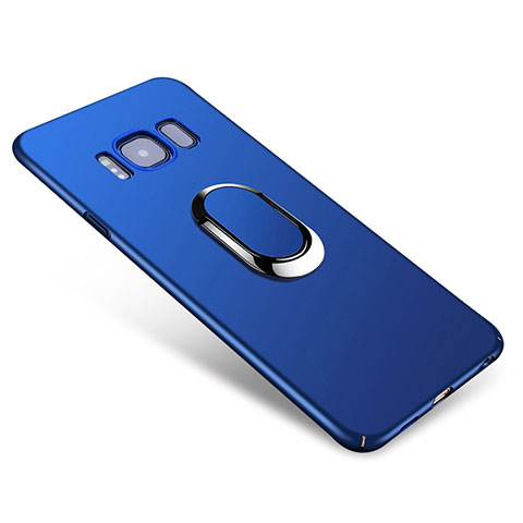 Handyhülle Hülle Kunststoff Schutzhülle Tasche Matt mit Fingerring Ständer A01 für Samsung Galaxy S8 Blau