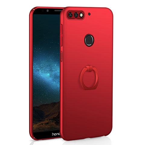 Handyhülle Hülle Kunststoff Schutzhülle Tasche Matt mit Fingerring Ständer A03 für Huawei Honor 7C Rot