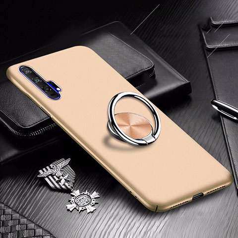 Handyhülle Hülle Kunststoff Schutzhülle Tasche Matt mit Magnetisch Fingerring Ständer A01 für Huawei Honor 20 Pro Gold
