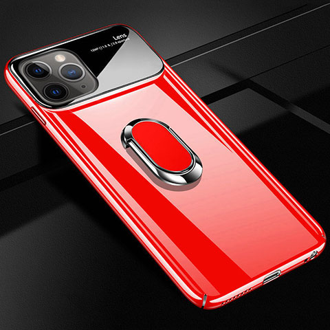Handyhülle Hülle Kunststoff Schutzhülle Tasche Matt mit Magnetisch Fingerring Ständer P02 für Apple iPhone 11 Pro Max Rot