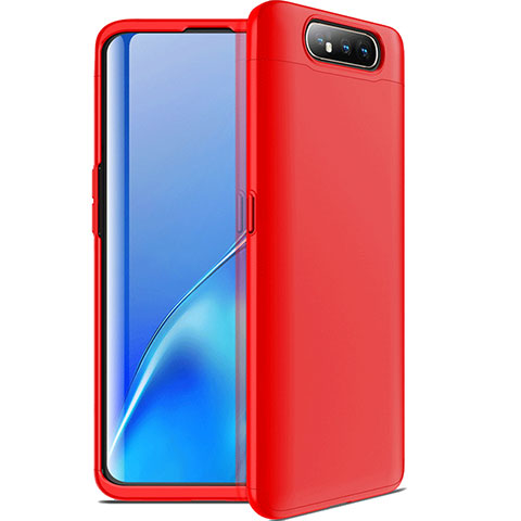 Handyhülle Hülle Kunststoff Schutzhülle Tasche Matt Vorder und Rückseite 360 Grad C01 für Samsung Galaxy A80 Rot