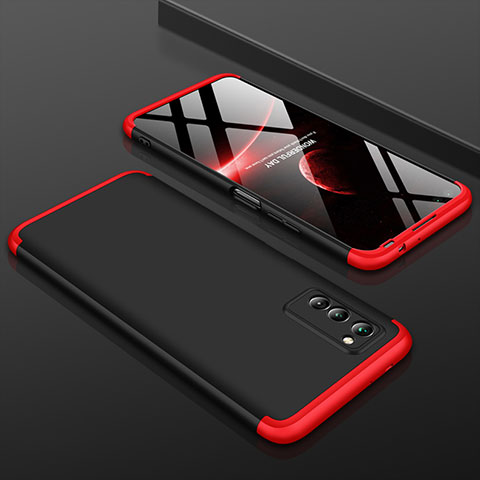 Handyhülle Hülle Kunststoff Schutzhülle Tasche Matt Vorder und Rückseite 360 Grad für Huawei Honor View 30 5G Rot und Schwarz