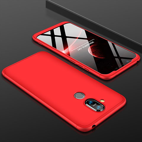 Handyhülle Hülle Kunststoff Schutzhülle Tasche Matt Vorder und Rückseite 360 Grad für Nokia 7.1 Plus Rot