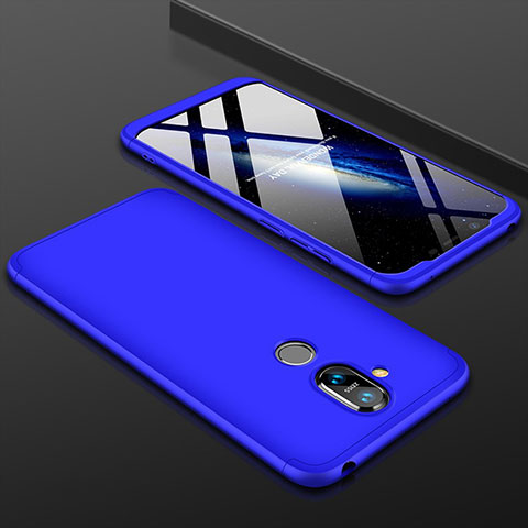 Handyhülle Hülle Kunststoff Schutzhülle Tasche Matt Vorder und Rückseite 360 Grad für Nokia X7 Blau