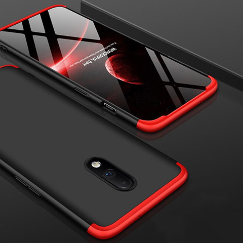 Handyhülle Hülle Kunststoff Schutzhülle Tasche Matt Vorder und Rückseite 360 Grad für OnePlus 7 Rot und Schwarz