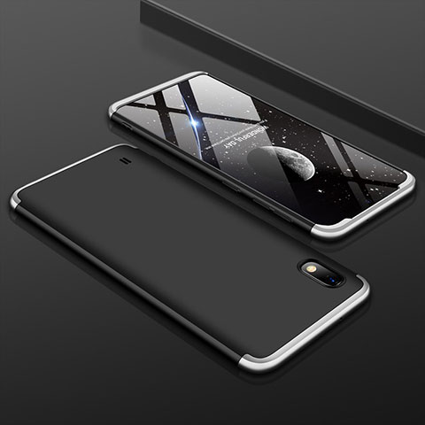 Handyhülle Hülle Kunststoff Schutzhülle Tasche Matt Vorder und Rückseite 360 Grad für Samsung Galaxy A10 Silber und Schwarz