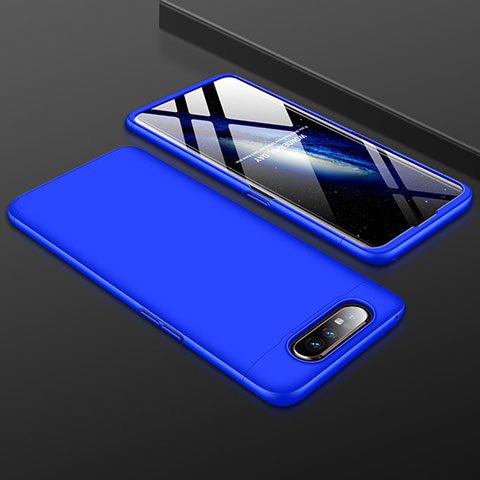 Handyhülle Hülle Kunststoff Schutzhülle Tasche Matt Vorder und Rückseite 360 Grad für Samsung Galaxy A80 Blau
