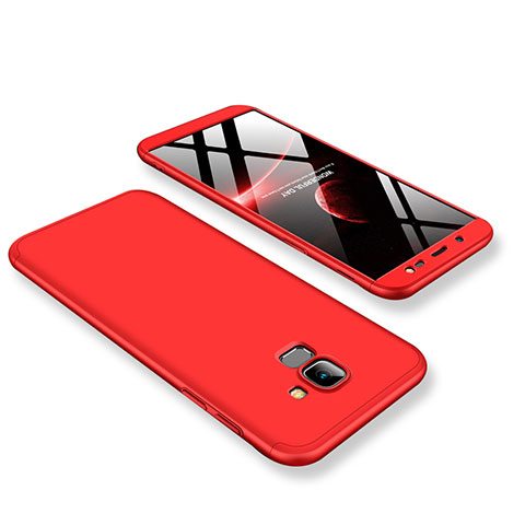 Handyhülle Hülle Kunststoff Schutzhülle Tasche Matt Vorder und Rückseite 360 Grad für Samsung Galaxy J6 (2018) J600F Rot