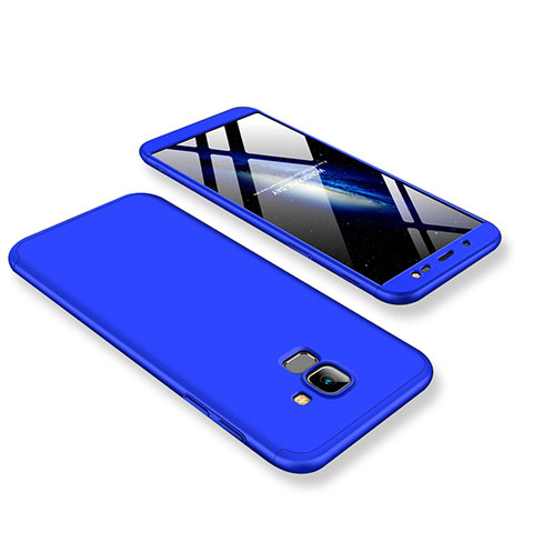 Handyhülle Hülle Kunststoff Schutzhülle Tasche Matt Vorder und Rückseite 360 Grad für Samsung Galaxy On6 (2018) J600F J600G Blau