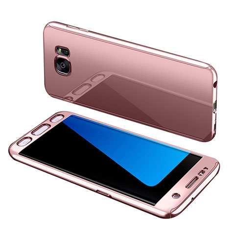 Handyhülle Hülle Kunststoff Schutzhülle Tasche Matt Vorder und Rückseite 360 Grad für Samsung Galaxy S7 Edge G935F Rosegold