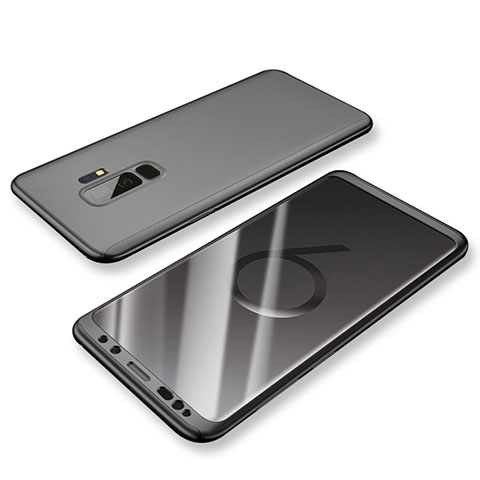 Handyhülle Hülle Kunststoff Schutzhülle Tasche Matt Vorder und Rückseite 360 Grad für Samsung Galaxy S9 Plus Schwarz