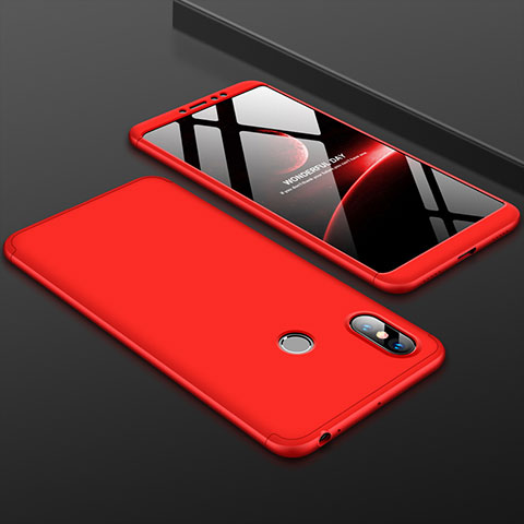 Handyhülle Hülle Kunststoff Schutzhülle Tasche Matt Vorder und Rückseite 360 Grad für Xiaomi Mi Max 3 Rot