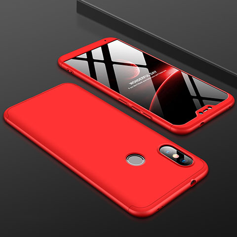 Handyhülle Hülle Kunststoff Schutzhülle Tasche Matt Vorder und Rückseite 360 Grad für Xiaomi Redmi 6 Pro Rot