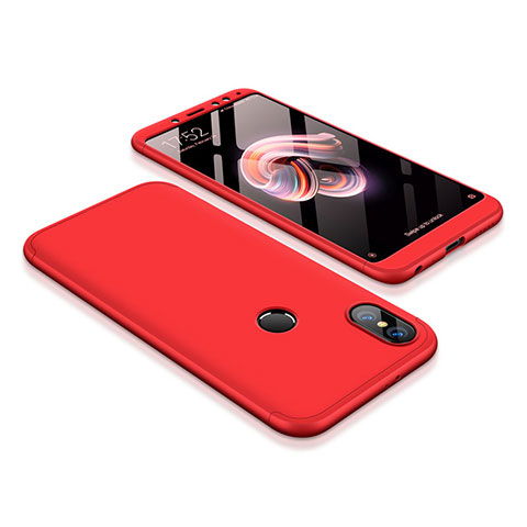 Handyhülle Hülle Kunststoff Schutzhülle Tasche Matt Vorder und Rückseite 360 Grad für Xiaomi Redmi Note 5 AI Dual Camera Rot