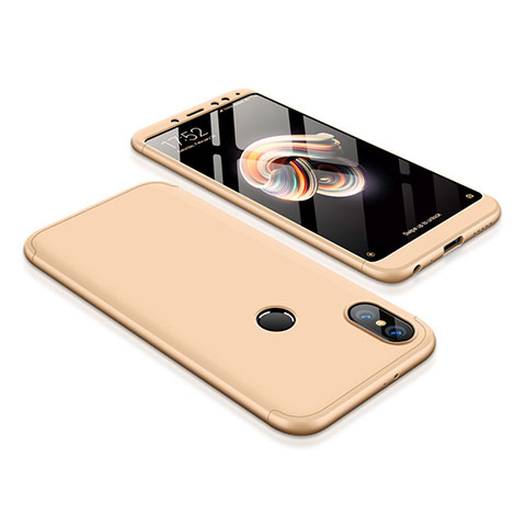 Handyhülle Hülle Kunststoff Schutzhülle Tasche Matt Vorder und Rückseite 360 Grad für Xiaomi Redmi Note 5 Gold