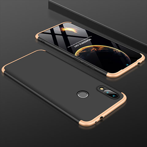 Handyhülle Hülle Kunststoff Schutzhülle Tasche Matt Vorder und Rückseite 360 Grad für Xiaomi Redmi Note 7 Gold und Schwarz