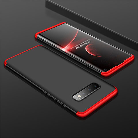 Handyhülle Hülle Kunststoff Schutzhülle Tasche Matt Vorder und Rückseite 360 Grad M01 für Samsung Galaxy S10 Rot und Schwarz