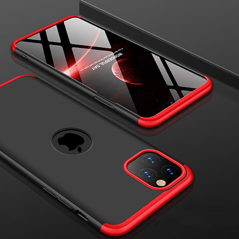 Handyhülle Hülle Kunststoff Schutzhülle Tasche Matt Vorder und Rückseite 360 Grad P01 für Apple iPhone 11 Pro Rot und Schwarz