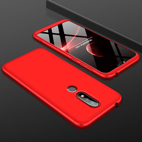 Handyhülle Hülle Kunststoff Schutzhülle Tasche Matt Vorder und Rückseite 360 Grad P01 für Nokia X6 Rot