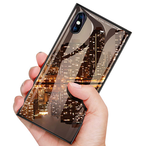 Handyhülle Hülle Kunststoff Schutzhülle Tasche Spiegel Matt Vorder und Rückseite 360 Grad für Apple iPhone Xs Max Schwarz
