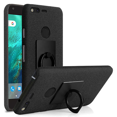 Handyhülle Hülle Kunststoff Schutzhülle Treibsand mit Fingerring Ständer für Google Pixel XL Schwarz