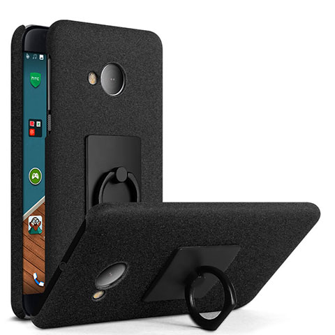 Handyhülle Hülle Kunststoff Schutzhülle Treibsand mit Fingerring Ständer für HTC U Play Schwarz