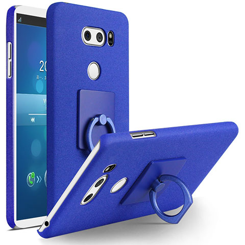 Handyhülle Hülle Kunststoff Schutzhülle Treibsand mit Fingerring Ständer für LG V30 Blau