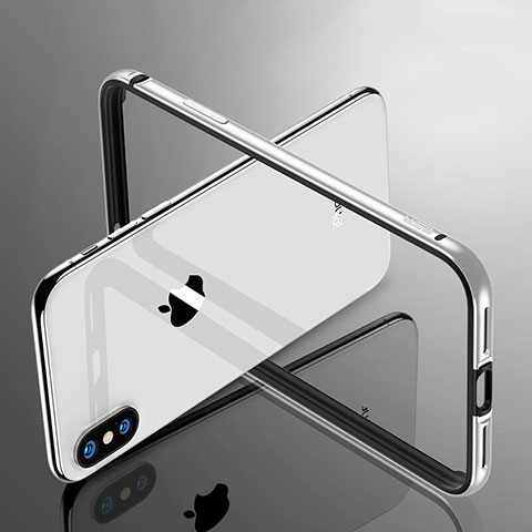 Handyhülle Hülle Luxus Aluminium Metall Rahmen für Apple iPhone Xs Silber