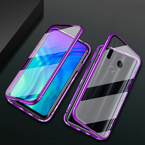 Handyhülle Hülle Luxus Aluminium Metall Rahmen Spiegel 360 Grad Ganzkörper Tasche für Huawei Enjoy 10 Plus Violett