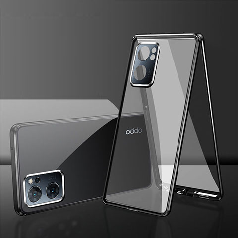 Handyhülle Hülle Luxus Aluminium Metall Rahmen Spiegel 360 Grad Ganzkörper Tasche für OnePlus Nord N300 5G Schwarz