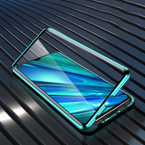 Handyhülle Hülle Luxus Aluminium Metall Rahmen Spiegel 360 Grad Ganzkörper Tasche für Realme 5i Grün