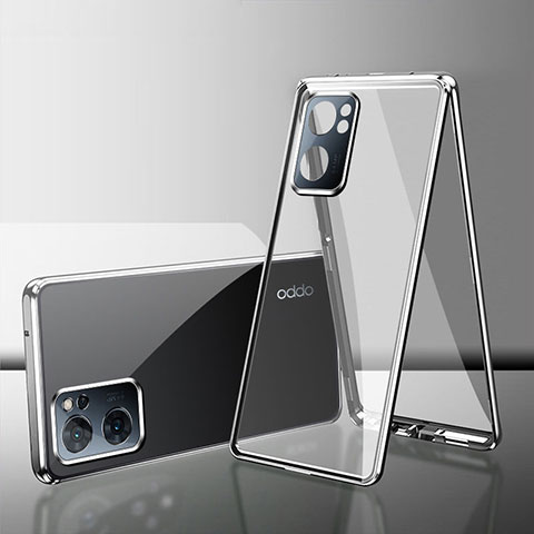 Handyhülle Hülle Luxus Aluminium Metall Rahmen Spiegel 360 Grad Ganzkörper Tasche für Realme Narzo 50 5G Silber