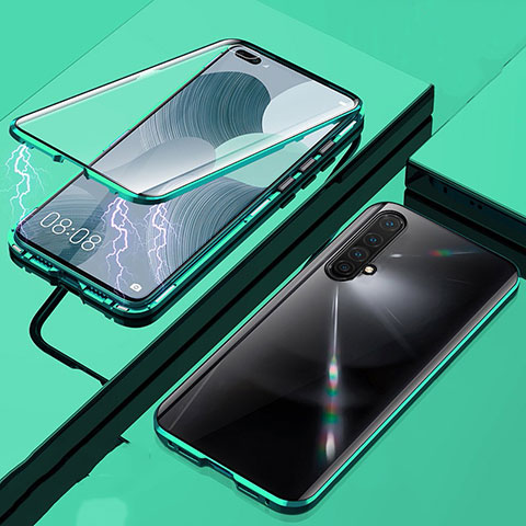 Handyhülle Hülle Luxus Aluminium Metall Rahmen Spiegel 360 Grad Ganzkörper Tasche für Realme X3 SuperZoom Grün