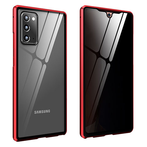 Handyhülle Hülle Luxus Aluminium Metall Rahmen Spiegel 360 Grad Ganzkörper Tasche für Samsung Galaxy Note 20 5G Rot
