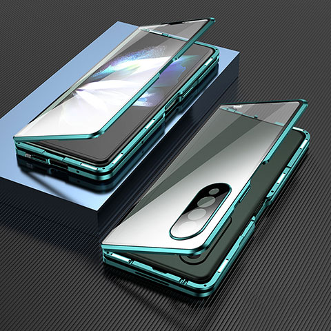 Handyhülle Hülle Luxus Aluminium Metall Rahmen Spiegel 360 Grad Ganzkörper Tasche für Samsung Galaxy Z Fold4 5G Grün