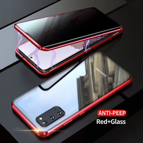 Handyhülle Hülle Luxus Aluminium Metall Rahmen Spiegel 360 Grad Ganzkörper Tasche LK1 für Samsung Galaxy S20 5G Rot