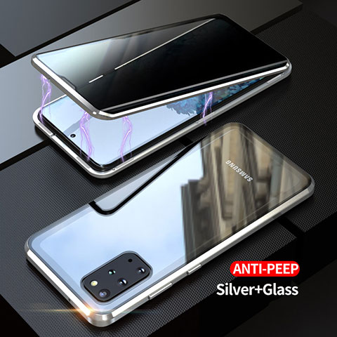 Handyhülle Hülle Luxus Aluminium Metall Rahmen Spiegel 360 Grad Ganzkörper Tasche LK1 für Samsung Galaxy S20 Plus 5G Silber