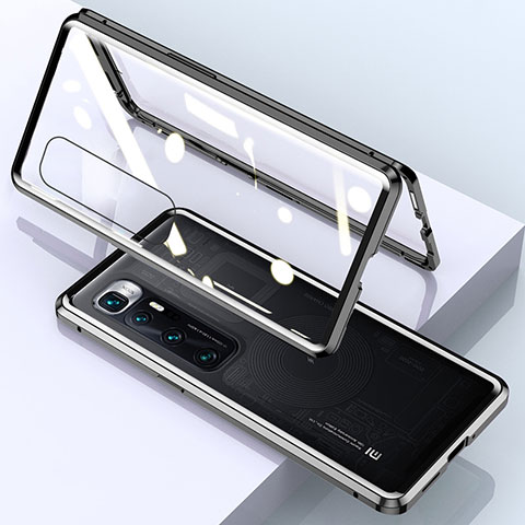 Handyhülle Hülle Luxus Aluminium Metall Rahmen Spiegel 360 Grad Ganzkörper Tasche M01 für Xiaomi Mi 10 Ultra Schwarz