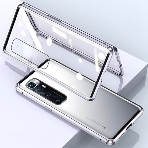 Handyhülle Hülle Luxus Aluminium Metall Rahmen Spiegel 360 Grad Ganzkörper Tasche M01 für Xiaomi Mi 10 Ultra Silber