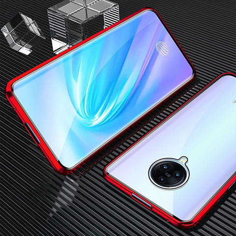 Handyhülle Hülle Luxus Aluminium Metall Rahmen Spiegel 360 Grad Ganzkörper Tasche M09 für Vivo Nex 3 Rot