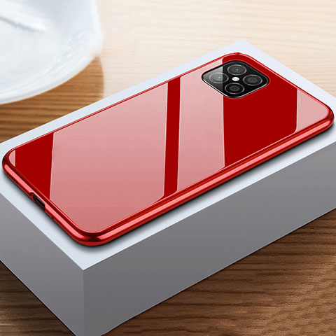 Handyhülle Hülle Luxus Aluminium Metall Rahmen Spiegel 360 Grad Ganzkörper Tasche T02 für Huawei Nova 8 SE 5G Rot