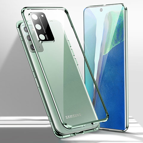 Handyhülle Hülle Luxus Aluminium Metall Rahmen Spiegel 360 Grad Ganzkörper Tasche T02 für Samsung Galaxy Note 20 5G Grün