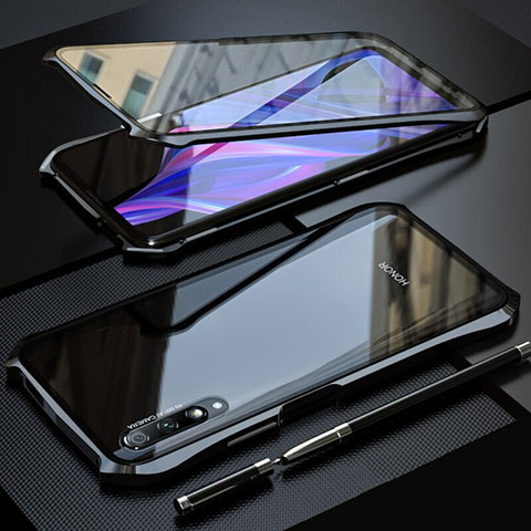 Handyhülle Hülle Luxus Aluminium Metall Rahmen Spiegel 360 Grad Tasche für Huawei Honor 9X Pro Schwarz