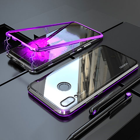 Handyhülle Hülle Luxus Aluminium Metall Rahmen Spiegel 360 Grad Tasche für Huawei Nova 3e Violett