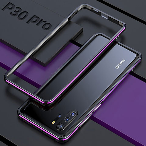Handyhülle Hülle Luxus Aluminium Metall Rahmen Spiegel 360 Grad Tasche für Huawei P30 Pro New Edition Violett